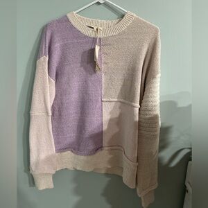 Mystree Lilac/Cream/Blush Color Block Sweater